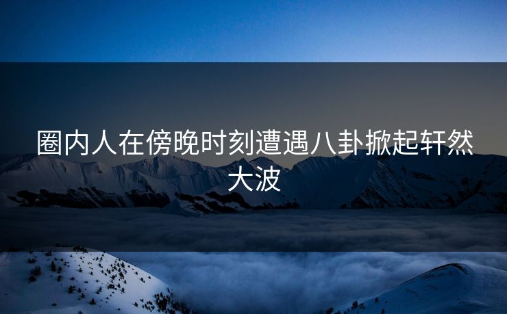 圈内人在傍晚时刻遭遇八卦掀起轩然大波 圈内人在傍晚时刻遭遇八卦掀起轩然大波