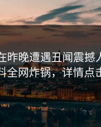 主持人在昨晚遭遇丑闻震撼人心，黑料全网炸锅，详情点击