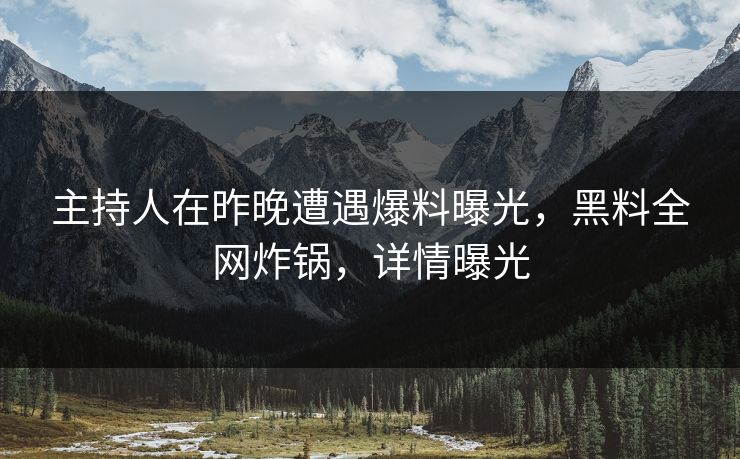 主持人在昨晚遭遇爆料曝光，黑料全网炸锅，详情曝光