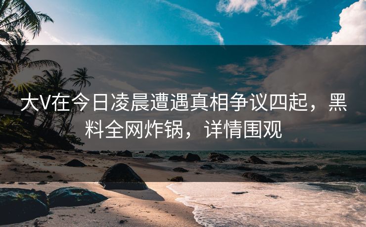 大V在今日凌晨遭遇真相争议四起，黑料全网炸锅，详情围观
